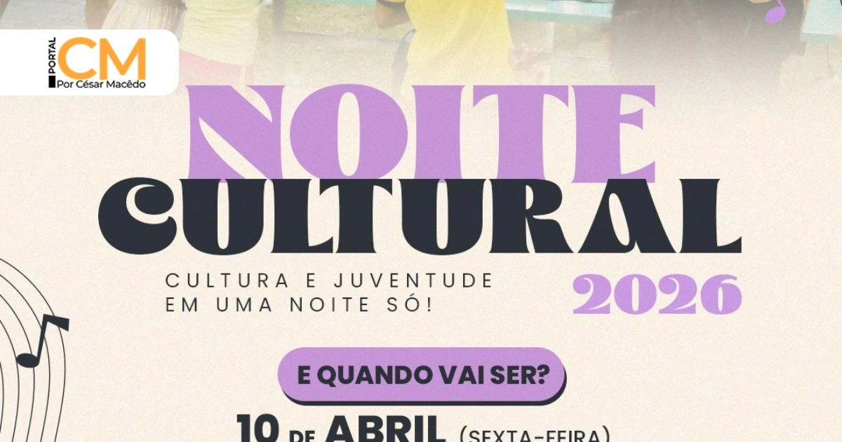 A Prefeitura de Sobral, por meio da Secretaria da Juventude e Cultura (Sejuc), realiza, nesta sexta-feira (10/04), a Noite Cultural 2026, um evento gratuito que reúne diversas atividades voltadas para o público infantil e juvenil.