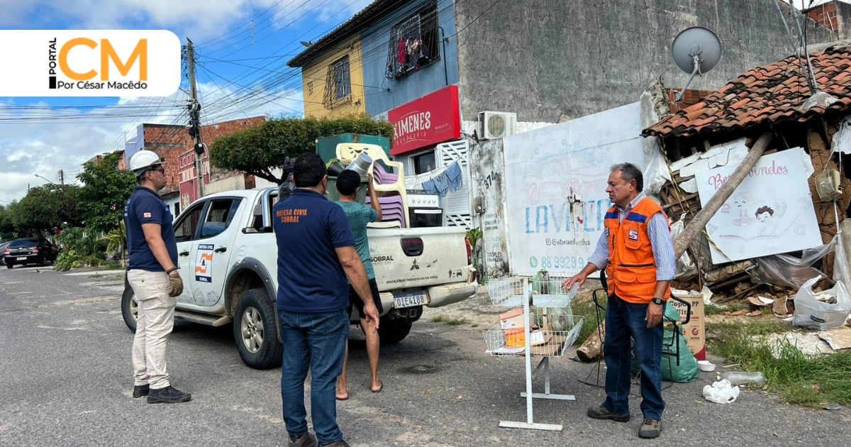 ASSISTÊNCIA/ Defesa civil de Sobral presta apoio a família afetada pelas chuvas