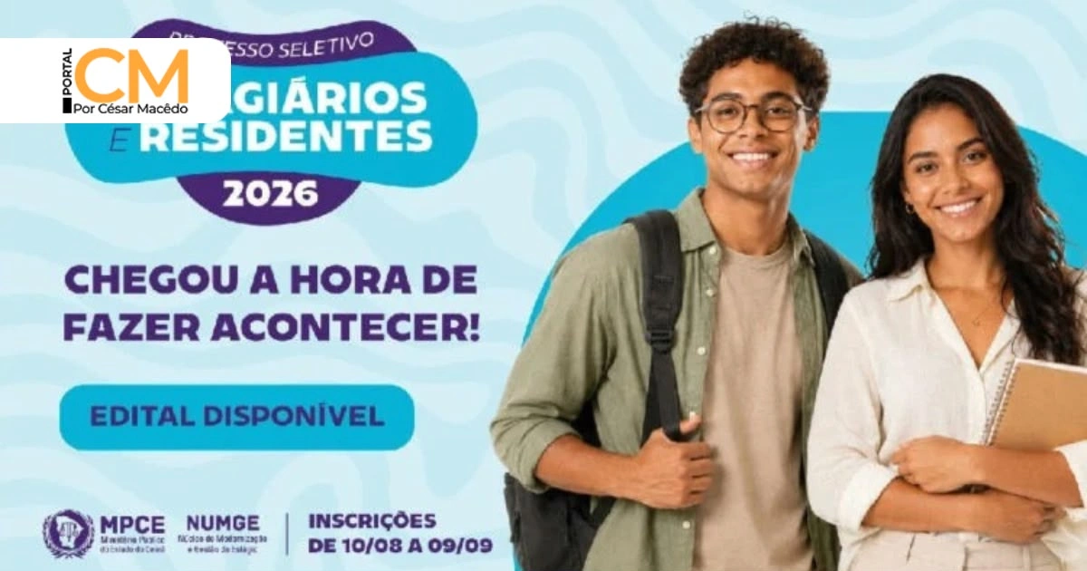 MPCE lança seleção 2026 para estagiários e residentes em diversas áreas no Ceará